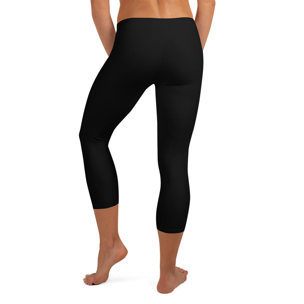 Black Shield Capri Leggings, back view, City Clothing Line Company shield logo
