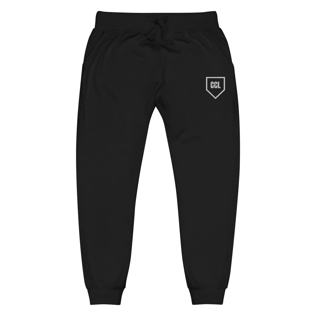 Black Joggers, front view, City Clothing Line Company shield logo