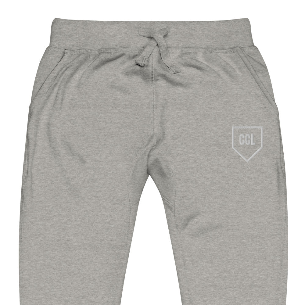 Carbon Grey Joggers, zoomed in view, City Clothing Line Company shield logo