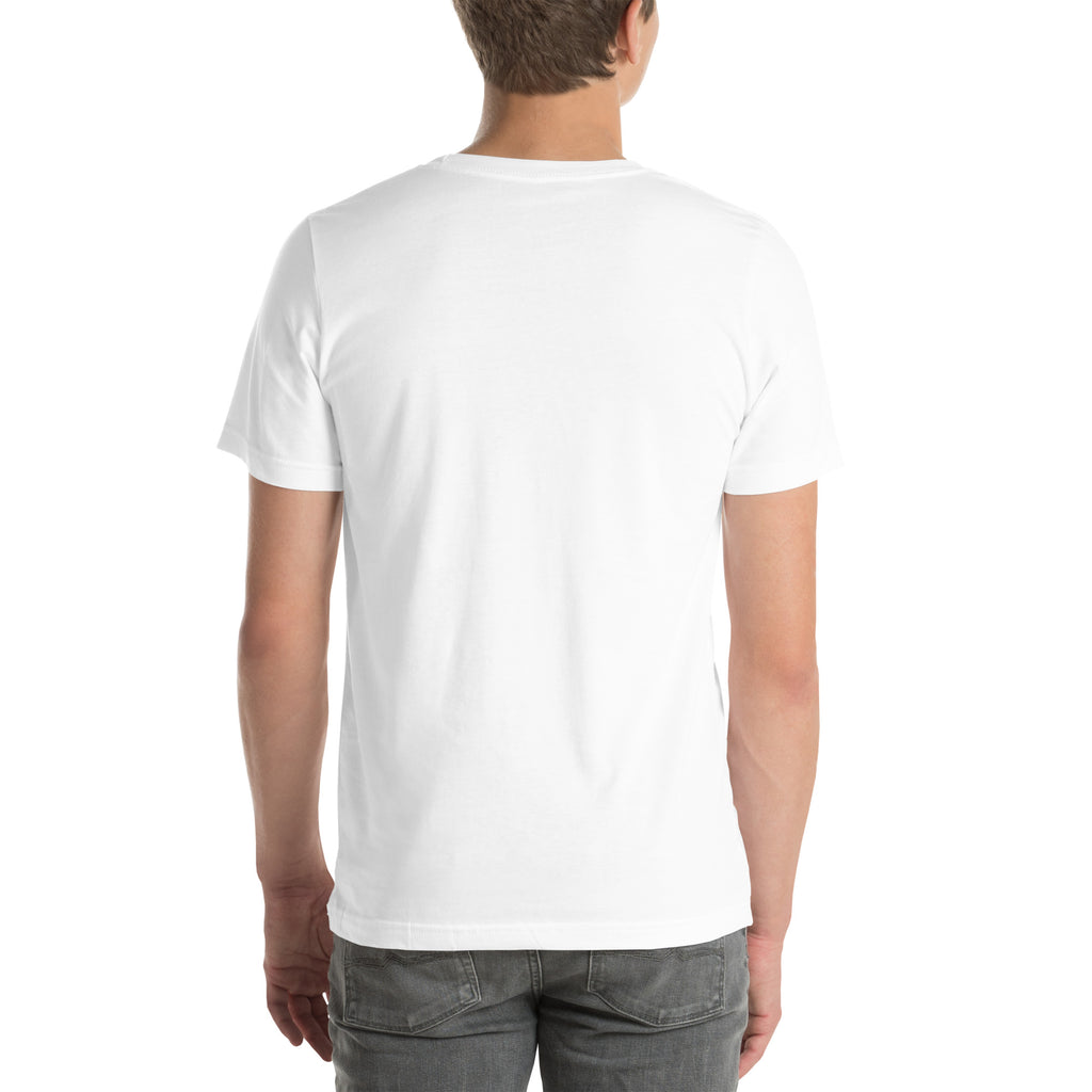White Classic Logo Tee, back view, City Clothing Line Company shield logo
